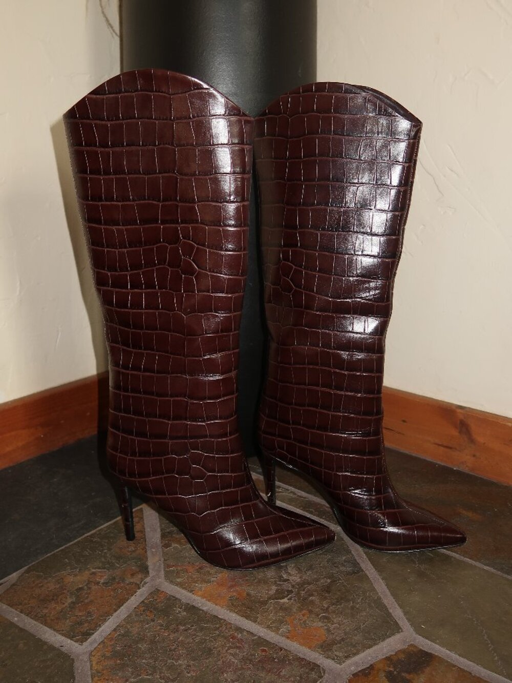 Schutz Maryana Croc Embossed Knee-High Boots